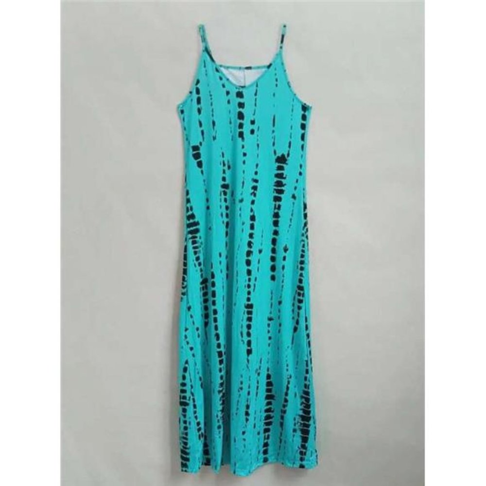 Turquoise Tie-Dye Maxi Dress - Picture 3 of 3